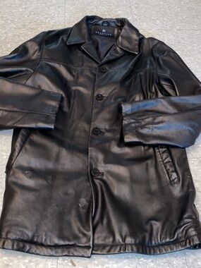 Kenneth Cole Men’s Leather Black Jacket L